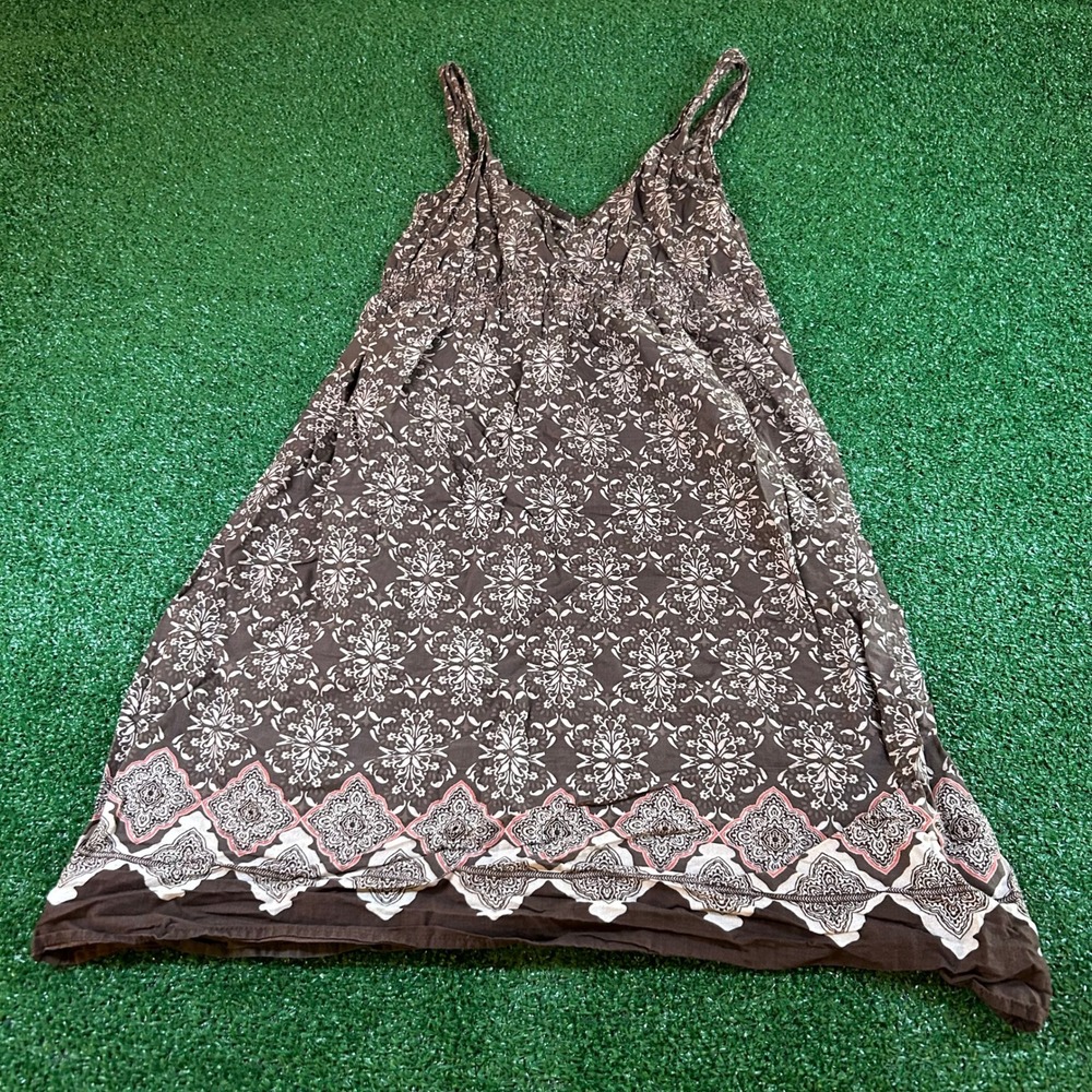Sonoma Sundress Brown White Geometric Sleeveless Casual Dress Womens Small